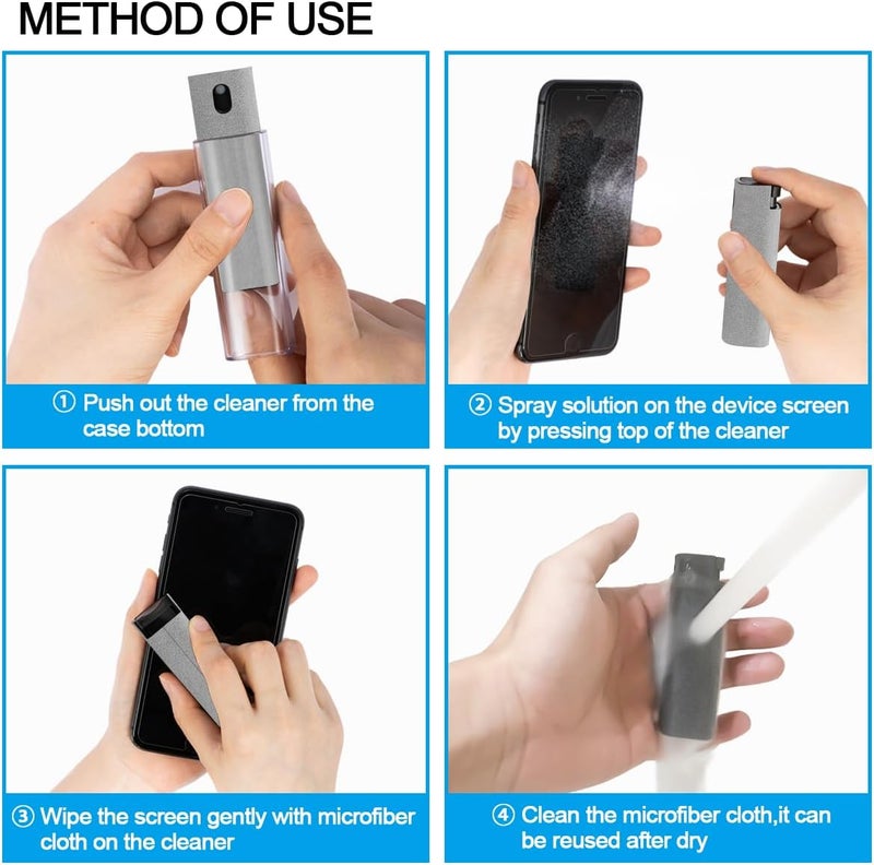 walrfid Screen Cleaner Touchscreen Mist Spray, Cleaning Kit for Electronic Smart Phone TV, Laptop, Tablet, PC, Computer LCD Flat Screens, Eyeglasses, iPhone, iPad, MacBook Pro - Light Grey - Image 3